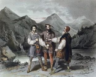 El juramento de los Tres Cantones, ilustración para la ópera Guillermo Tell de Gioacchino Rossini (1792-1868), siglo XIX